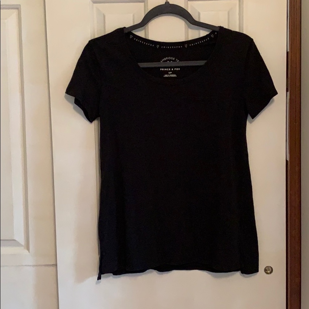 Black Scoop Neck Tee With Pocket